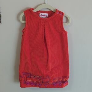 Piccolona Orangish-Red Corduroy Jumper Dress
